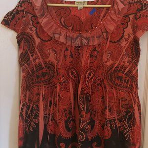 Scoop neck cap sleeve knit top